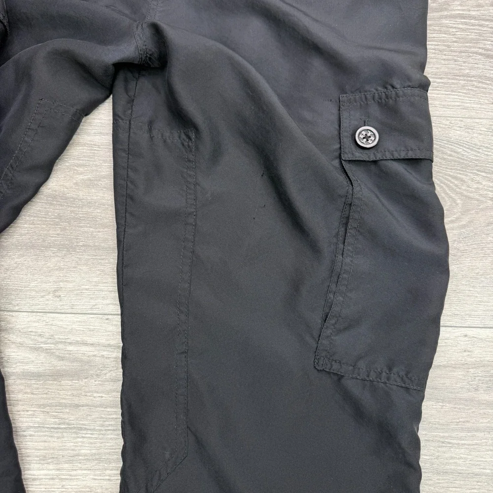 Tory Burch Pants Womens 12 Black Cargo Silk Cropped Relaxed High Rise Utility